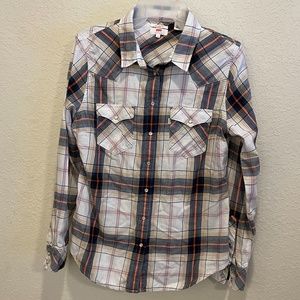 Levi's women's western style plaid shirt sz M